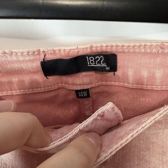 1822 Denim Women’s 14W High Rise Annabeth Roll Short Pink Stretch Summer - Picture 8 of 12